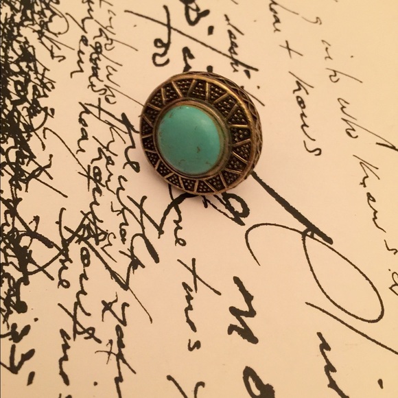 Vintage Turquoise adjustable statement cocktail ring - Picture 3 of 5
